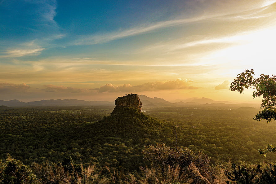 Sigiriya Rock Fortress at Golden Hour in Sri Lanka HD wallpaper