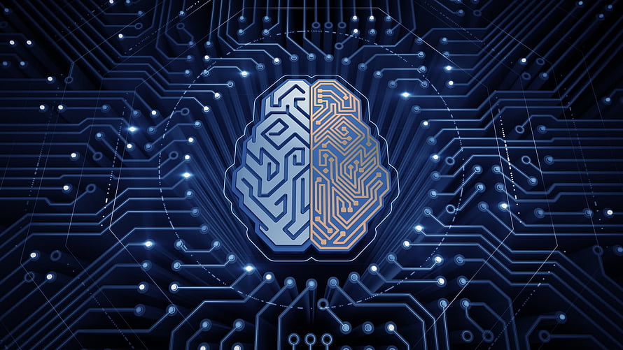 Artificial Intelligence Brain Circuit Board Concept with Neural Network Pathways HD wallpaper