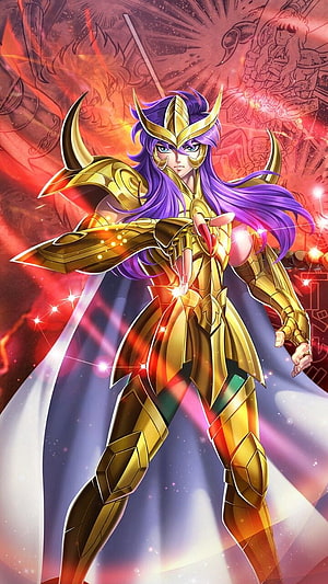 Scorpio Milo in Golden Armor from Saint Seiya Anime HD phone wallpaper
