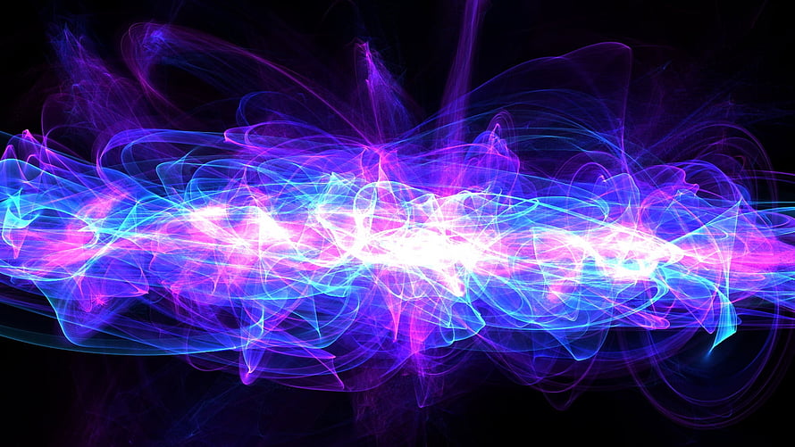 Vibrant Neon Purple and Blue Abstract Light Trails on Black Background HD wallpaper