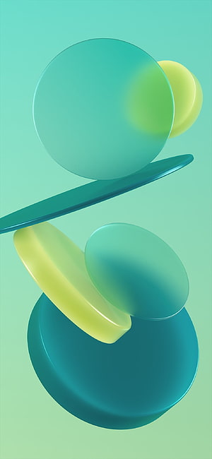 Abstract 3D Geometric Shapes in Teal and Lime Green HD phone wallpaper