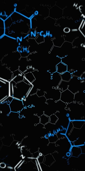 Abstract Chemical Molecular Structures and Formulas on Dark Background HD phone wallpaper