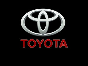 Toyota Emblem and Brand Name on a Solid Black Background HD wallpaper