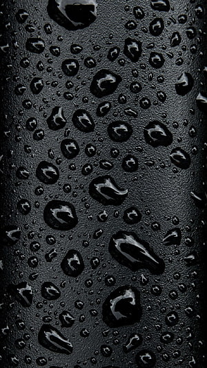 Dark Raindrops on Black Surface Abstract Texture HD phone wallpaper