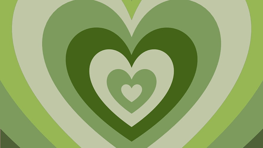 Concentric Green Hearts Pattern Inspired by Powerpuff Girls Aesthetic HD wallpaper