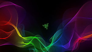 Razer Chroma RGB Abstract Wallpaper with Neon Flowing Lines and Glowing Logo HD wallpaper