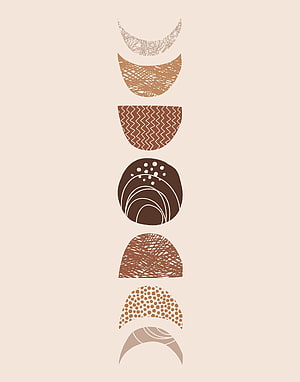 Minimalist Boho Moon Phase Poster with Abstract Textured Shapes in Earth Tones HD phone wallpaper