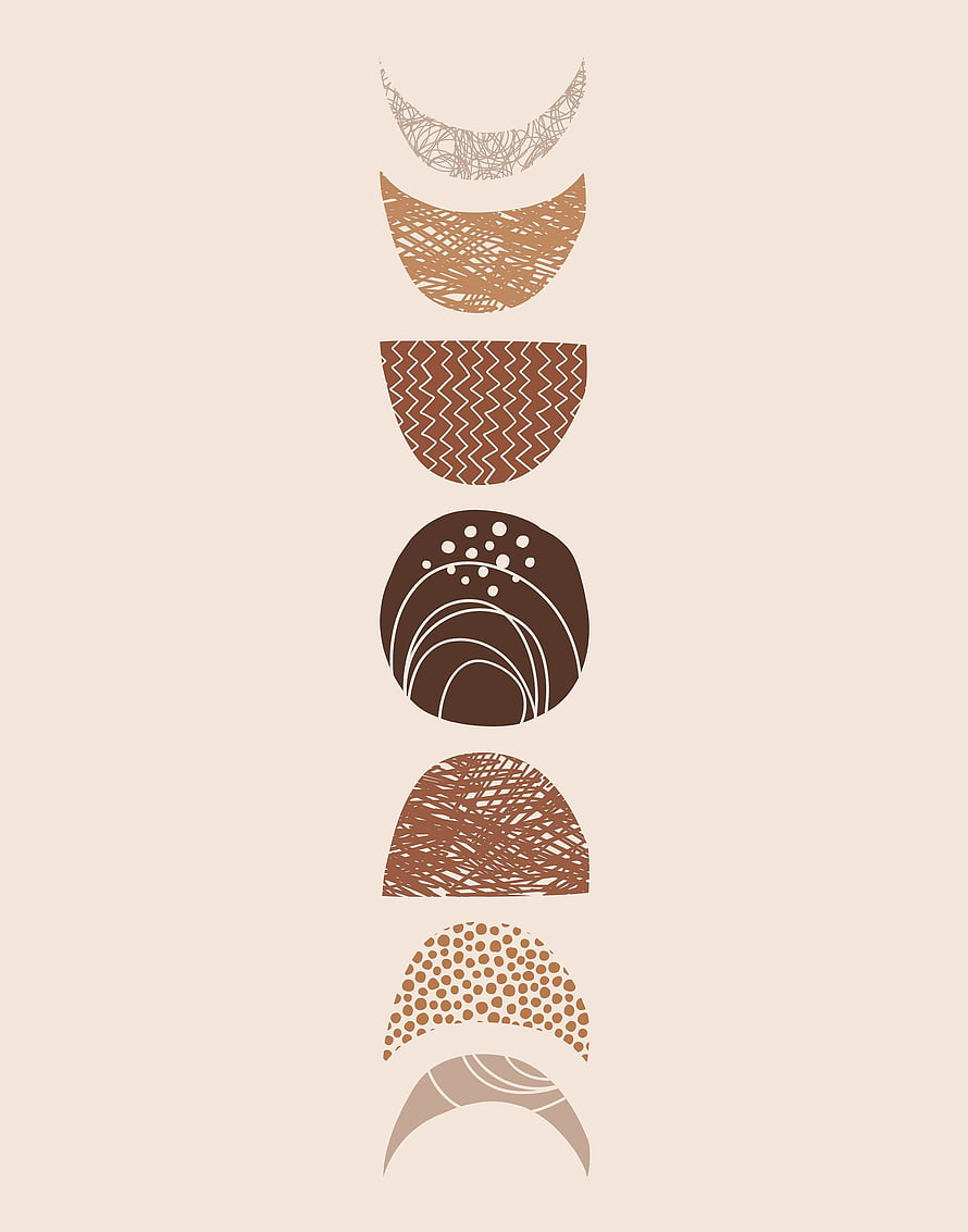 Minimalist Boho Moon Phase Poster with Abstract Textured Shapes in Earth Tones HD phone wallpaper