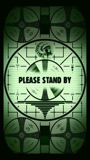 Fallout 4 Please Stand By TV Test Pattern with Native American Chief Illustration HD phone wallpaper