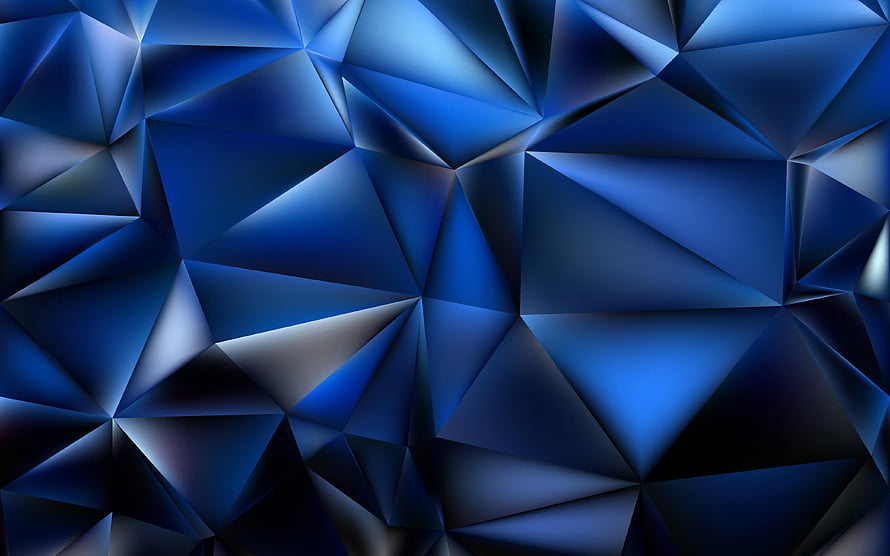 Abstract Blue Geometric Faceted Polygon Pattern with Triangular Low Poly Design HD wallpaper