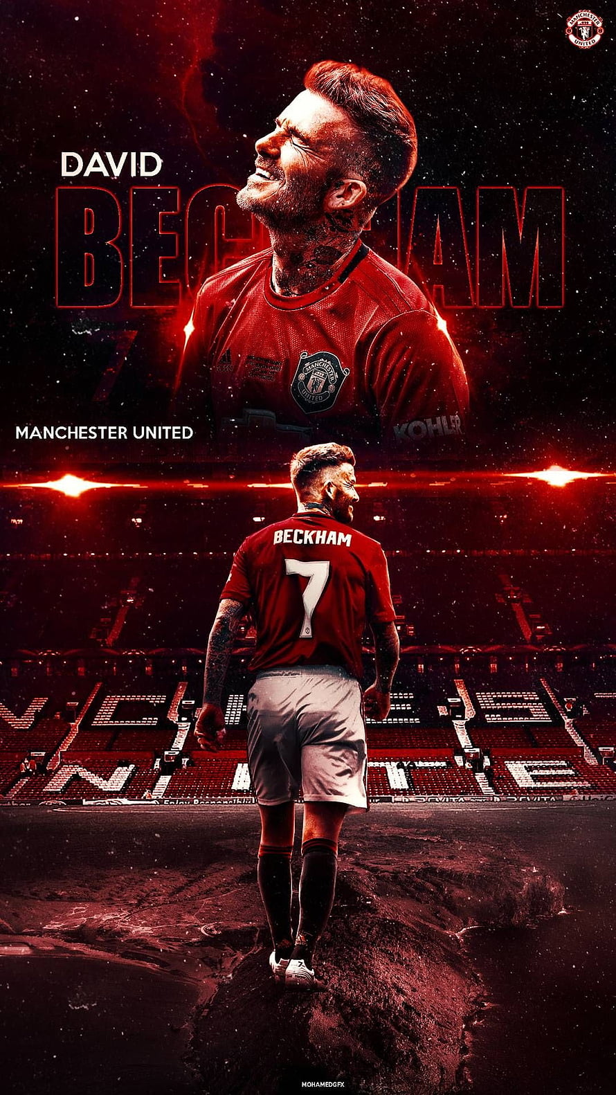 David Beckham in Manchester United Kit Standing on Old Trafford Pitch HD phone wallpaper