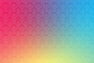 Vibrant Rainbow Gradient Damask Pattern with Ornate Floral Motifs and Soft Color Transitions HD wallpaper