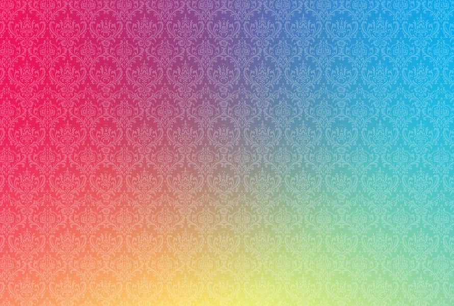 Vibrant Rainbow Gradient Damask Pattern with Ornate Floral Motifs and Soft Color Transitions HD wallpaper