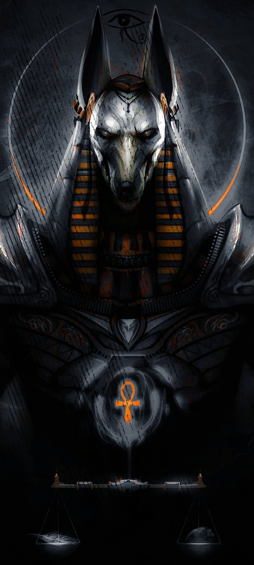 Anubis Egyptian God of Death with Scales of Justice and Ankh Symbol HD phone wallpaper
