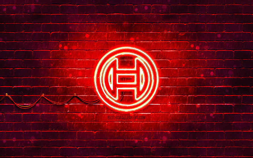 Bosch Neon Logo Glowing on Red Brick Wall HD wallpaper