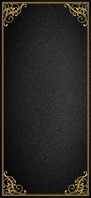 Elegant Black Leather Texture With Gold Ornate Corner Borders HD phone wallpaper