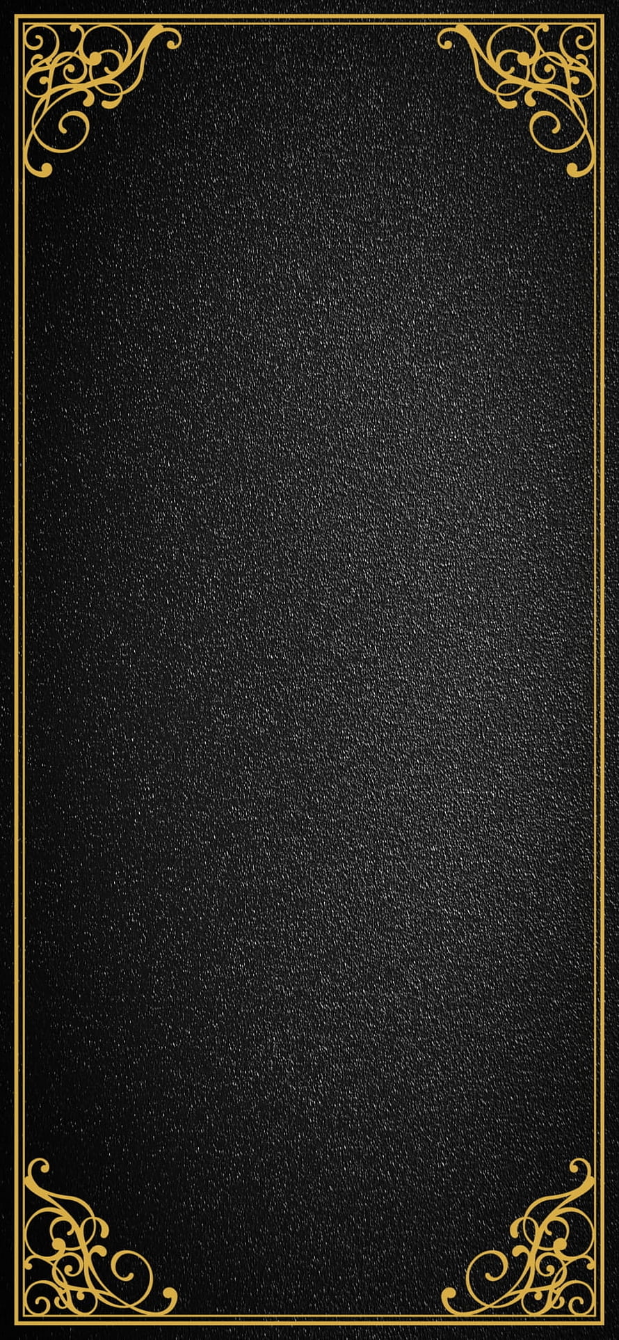 Elegant Black Leather Texture With Gold Ornate Corner Borders HD phone wallpaper