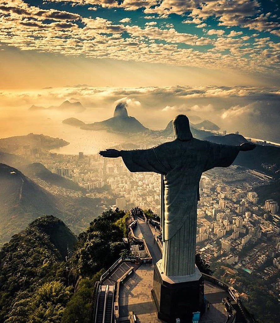 Christ the Redeemer Statue Overlooking Rio De Janeiro at Golden Hour HD phone wallpaper