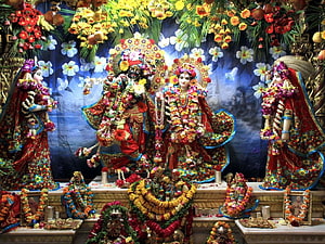 Vibrant Durga Puja Pandal Featuring Goddess Durga, Kali, And Lakshmi Idols HD wallpaper