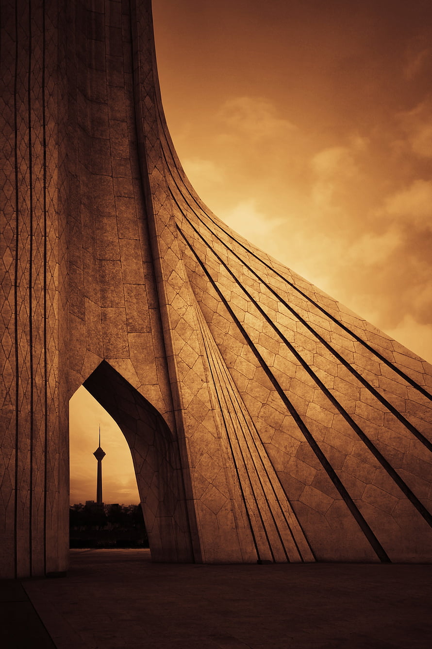 Azadi Tower and Arch in Tehran, Iran at Golden Hour HD phone wallpaper