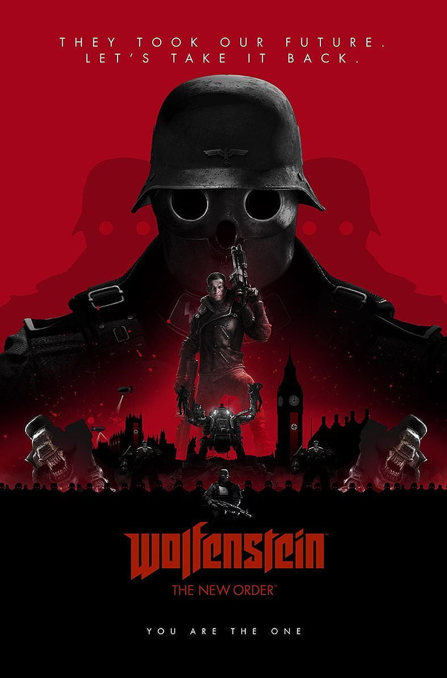 Wolfenstein The New Order Key Art Featuring Skull Soldier and London Skyline HD phone wallpaper
