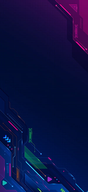 Futuristic Cyberpunk Technology Abstract Background With Neon Circuit Lines HD phone wallpaper