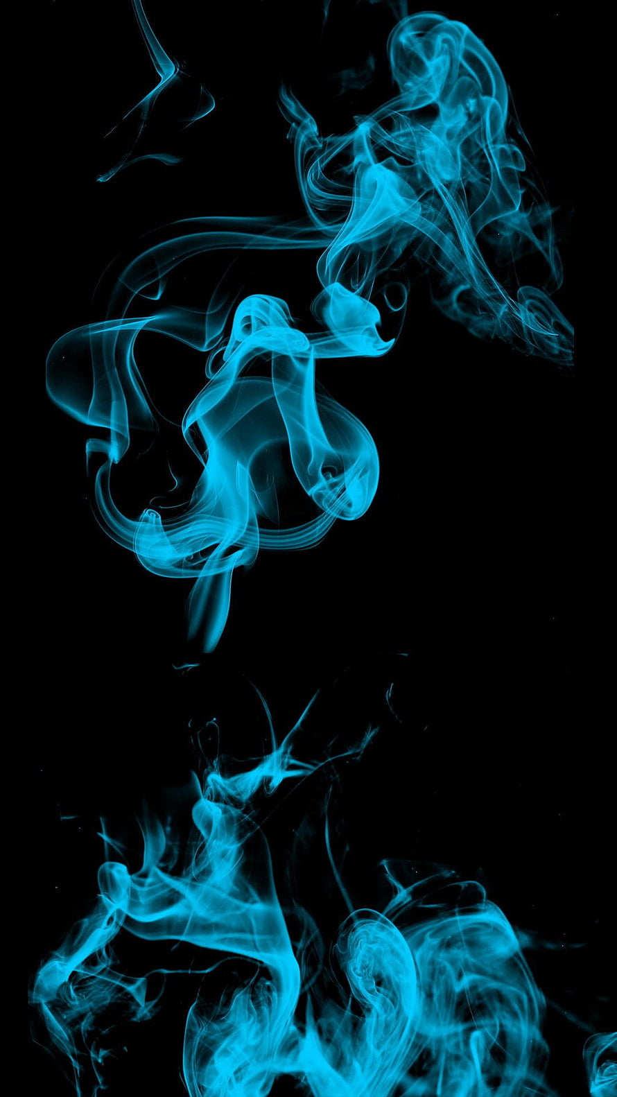 Ethereal Cyan Smoke Swirls Against a Deep Black Background HD phone wallpaper