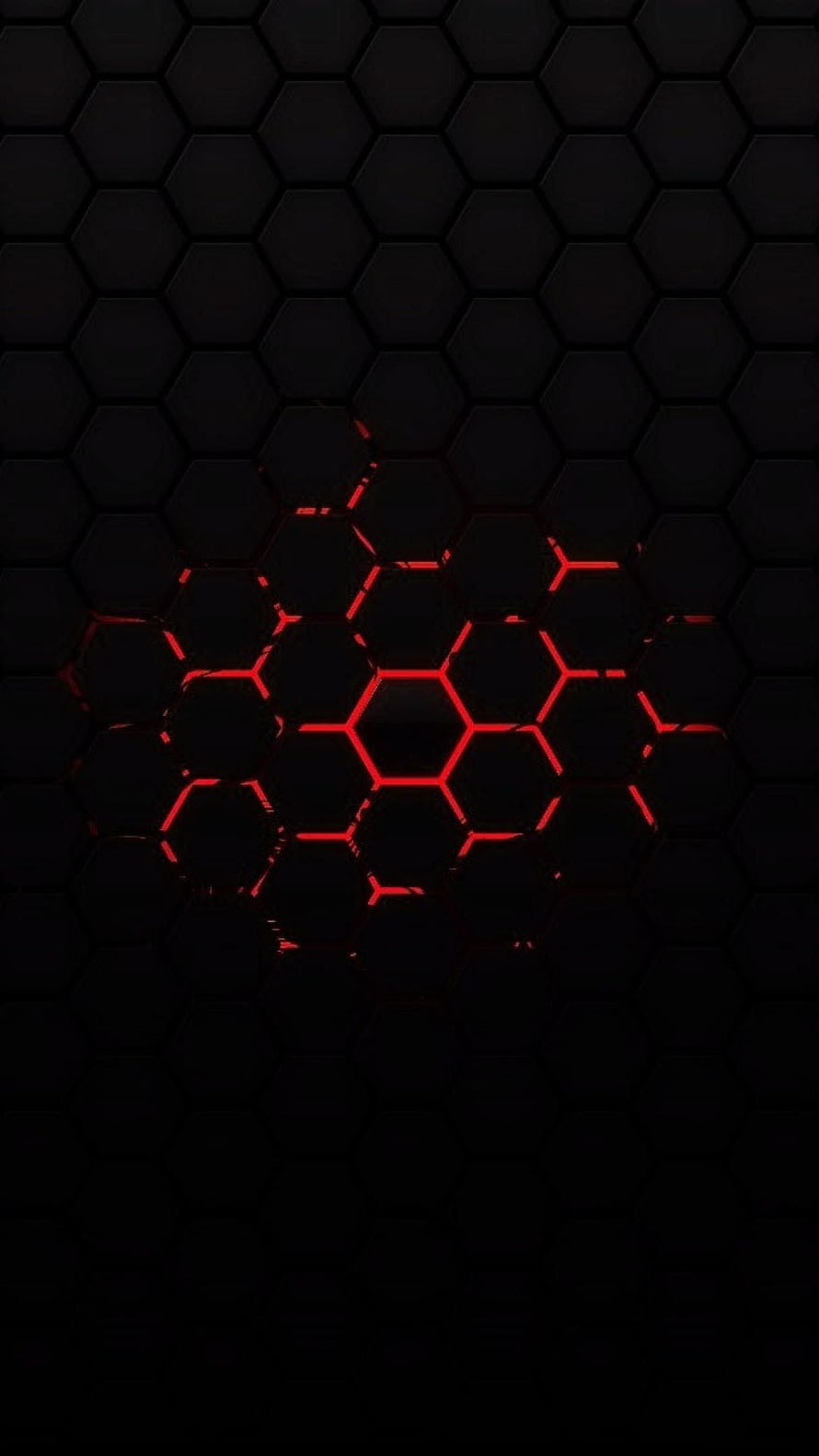 Dark Hexagonal Grid With Glowing Red Neon Lines Abstract Technology Background HD phone wallpaper