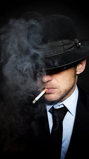 Mysterious man in black fedora smoking cigarette with dramatic smoke, Attitude, Royal Attitude Boy HD phone wallpaper