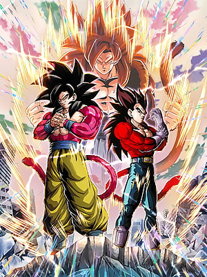 Super Saiyan 4 Goku and Vegeta in Epic Dragon Ball Super Battle Artwork HD phone wallpaper