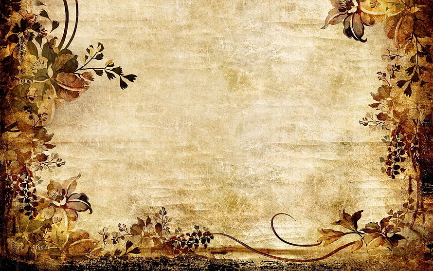 Vintage Sepia Floral Frame on Distressed Paper Texture HD wallpaper