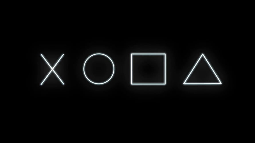 PlayStation Controller Button Icons Glowing on Black Background HD wallpaper
