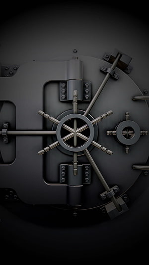 Dark Metallic Bank Vault Door With Heavy Steel Bolts And Combination Lock HD phone wallpaper