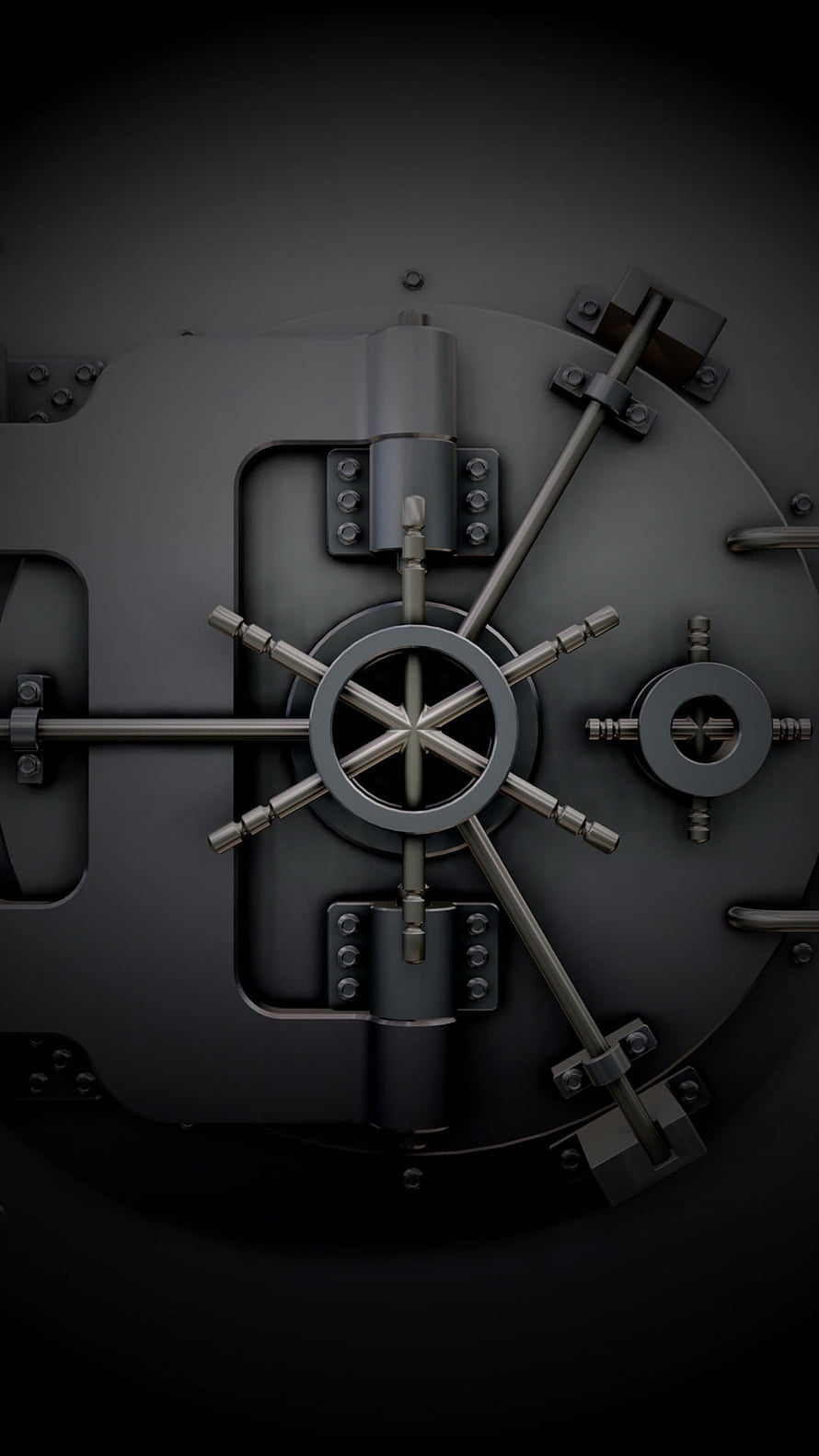 Dark Metallic Bank Vault Door With Heavy Steel Bolts And Combination Lock HD phone wallpaper