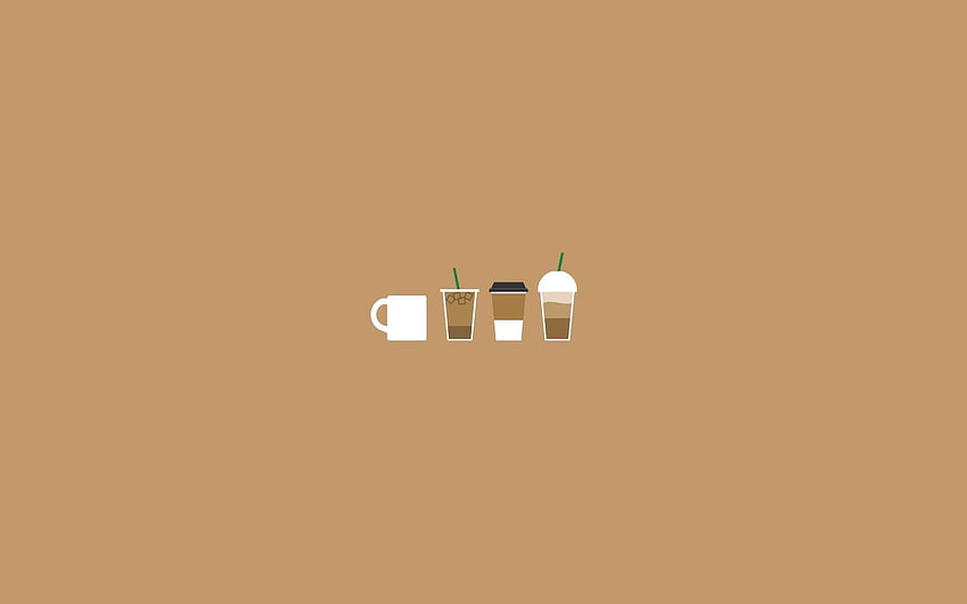 Minimalist Coffee Cup Icons on Warm Brown Background HD wallpaper