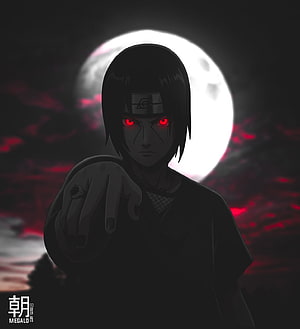 Itachi Uchiha Sharingan Anime Wallpaper Dark Moon Background HD phone wallpaper