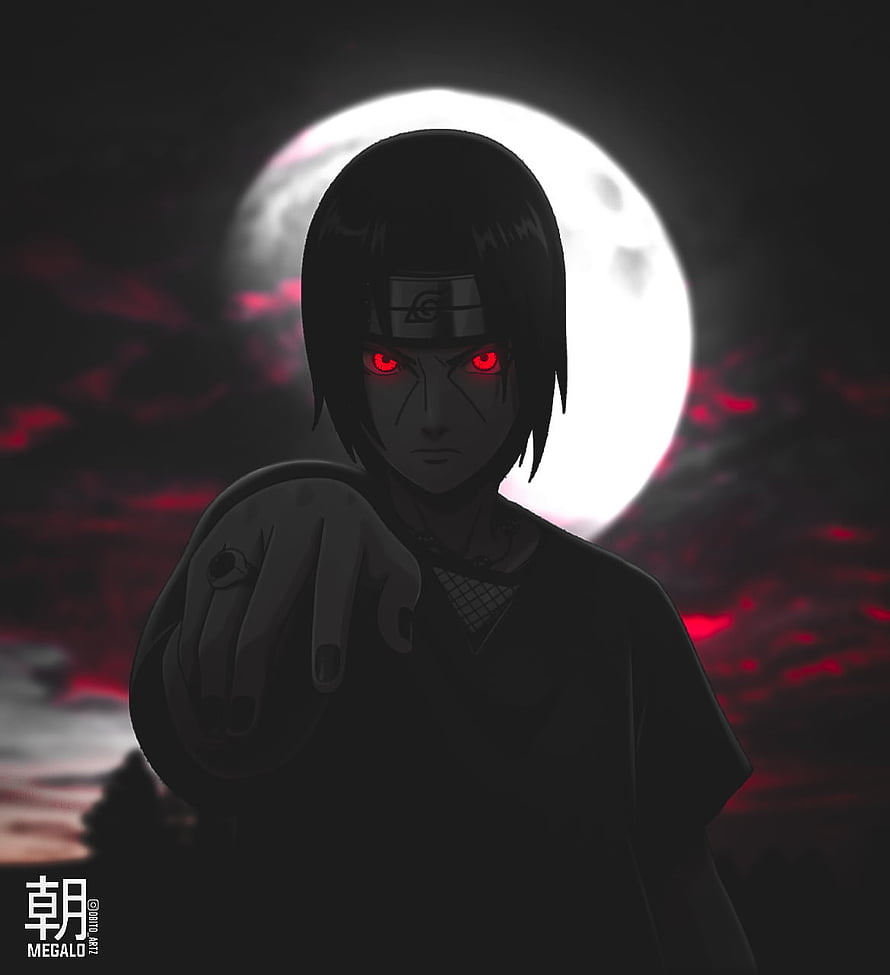 Itachi Uchiha Sharingan Anime Wallpaper Dark Moon Background HD phone wallpaper