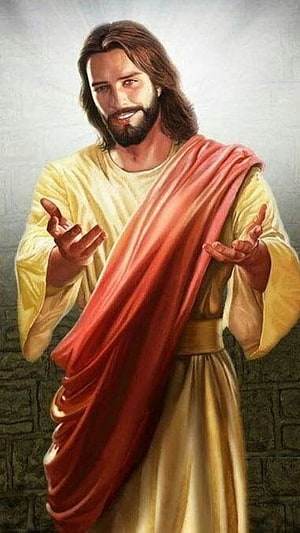 Jesus Christ in Traditional Robes with Open Hands and Warm Smile HD phone wallpaper