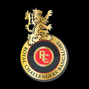 Royal Challengers Bangalore Cricket Team Emblem with Golden Lion Crest on Black Background HD phone wallpaper