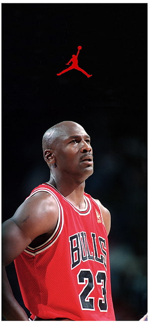 Michael Jordan Chicago Bulls Red Jersey Portrait with Jordan Brand Logo HD phone wallpaper