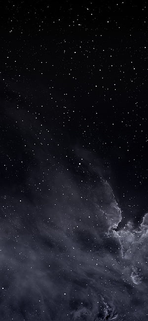 Dark Monochrome Starry Sky With Wispy Clouds And Deep Space Nebula HD phone wallpaper