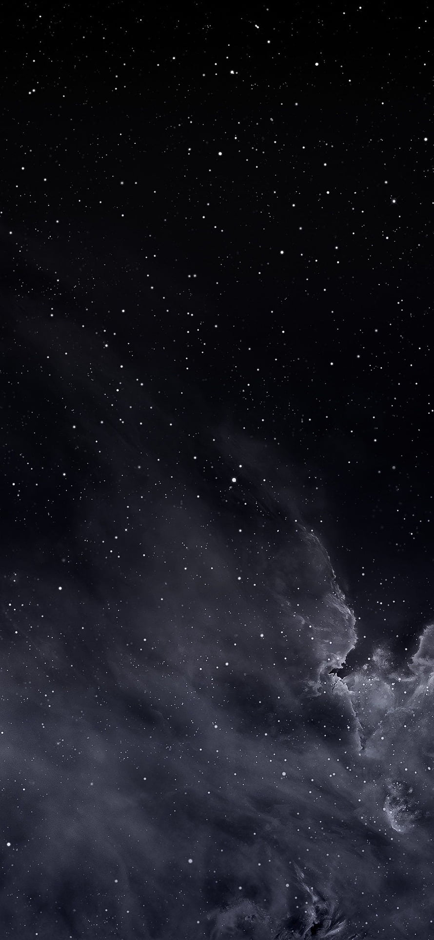 Dark Monochrome Starry Sky With Wispy Clouds And Deep Space Nebula HD phone wallpaper