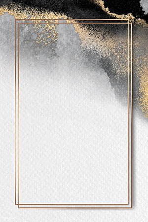 Elegant Gold Frame on Textured White Background with Black and Gold Watercolor Accents HD phone wallpaper