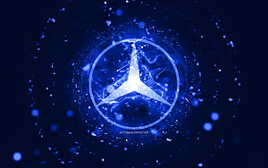 Glowing Mercedes-Benz Star Emblem With Electric Blue Energy Burst And Particle Effects HD wallpaper