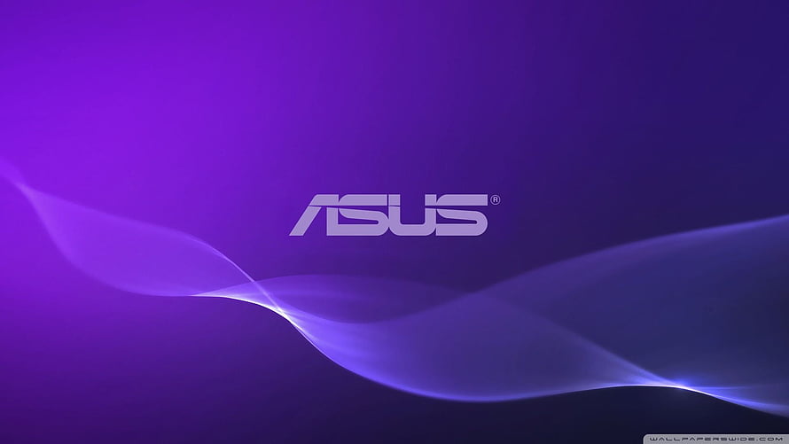 Asus Logo on Purple Abstract Background with Flowing Light Waves HD wallpaper