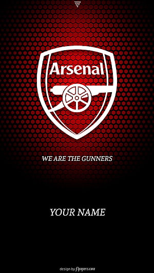Arsenal FC Gunners Shield Logo on Red Hexagonal Pattern Background HD phone wallpaper