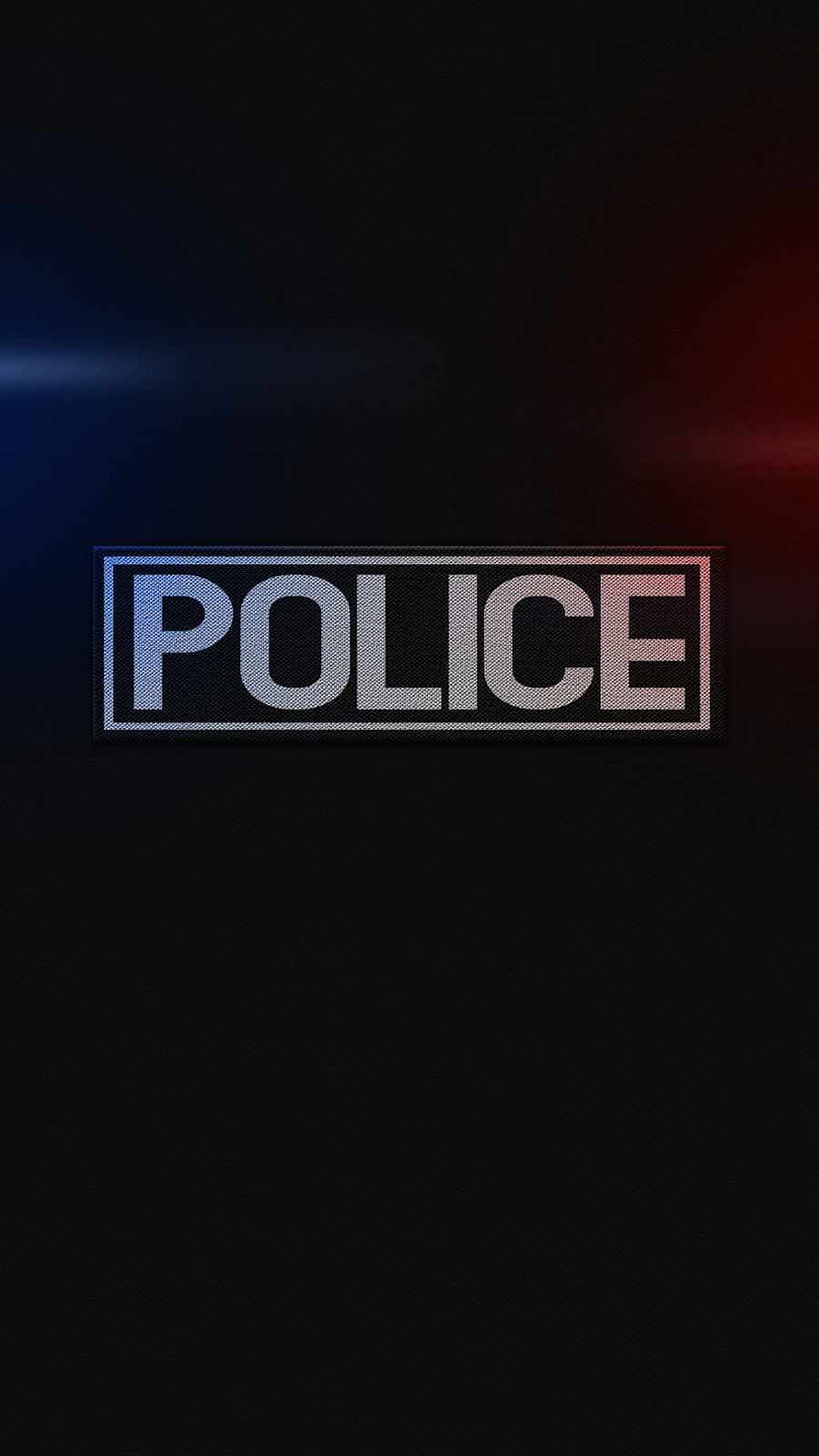 Police Patch Emblem on Dark Background with Blue and Red Light Flares HD phone wallpaper