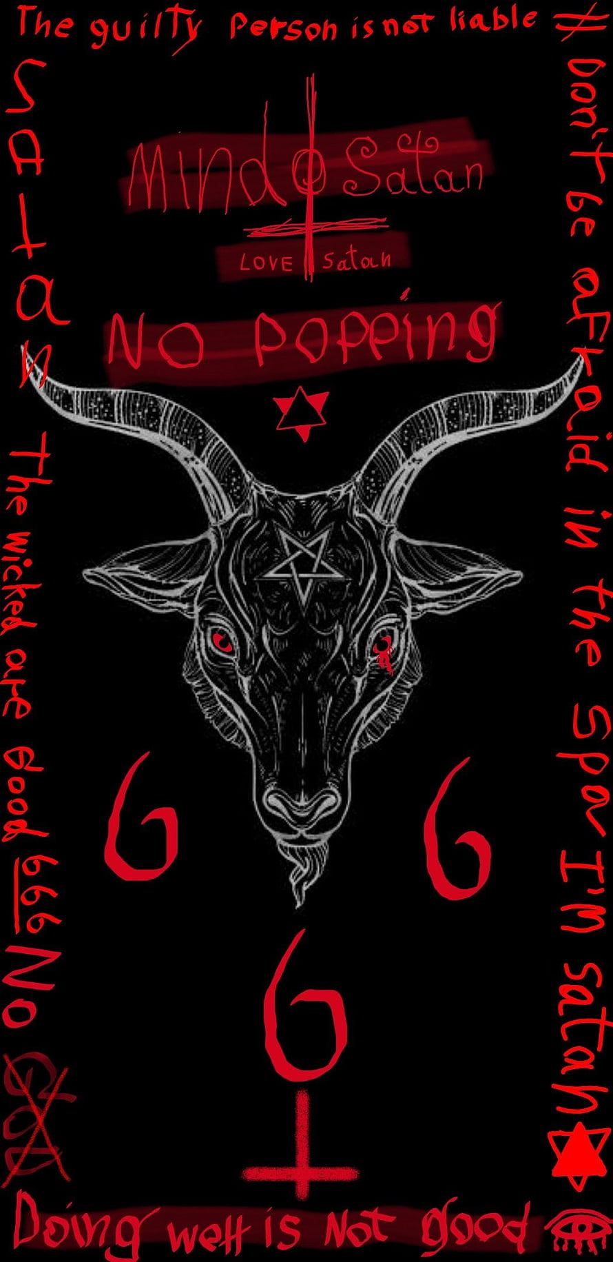 Dark Satanic Goat Head Illustration With Pentagram And 666 Symbols HD phone wallpaper