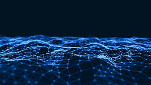 Abstract Blue Digital Network Mesh Wave Background HD wallpaper