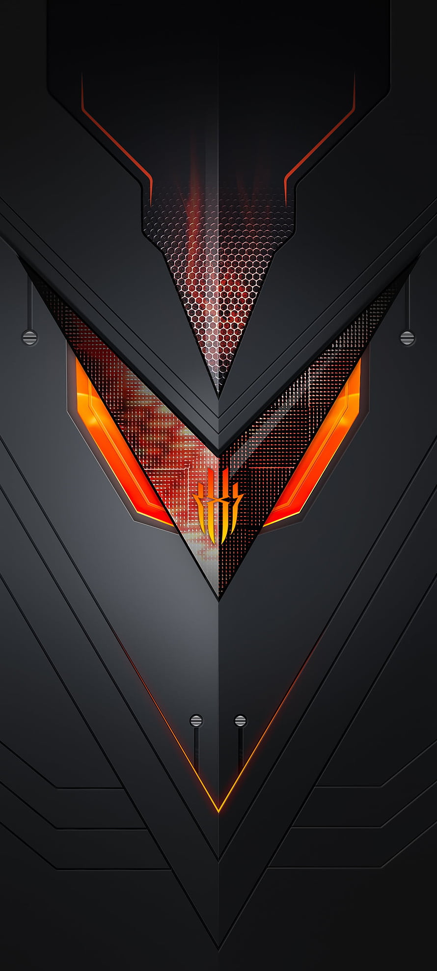 Acer Predator Gaming Laptop Design with Glowing Orange V Logo and Honeycomb Texture HD phone wallpaper